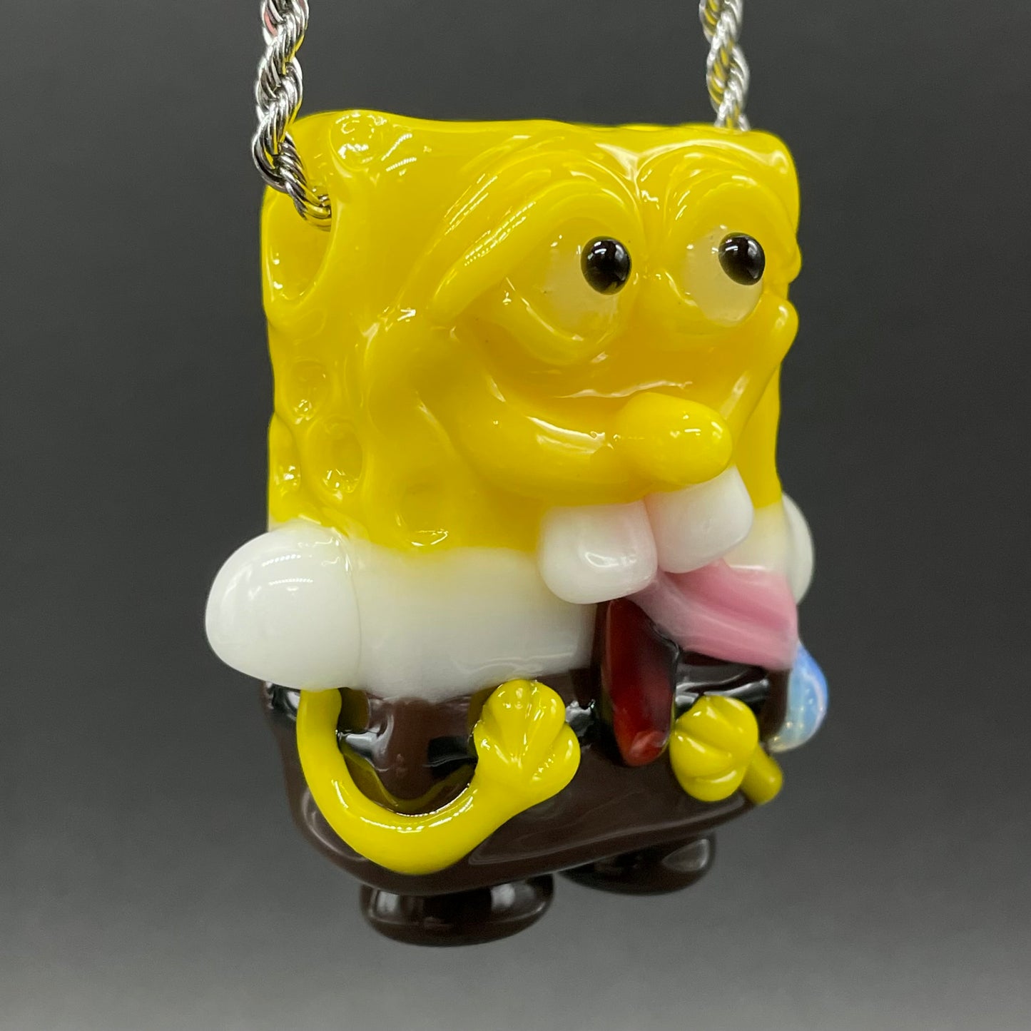 Sponge bob square pants glass pendant craftsmanship - artisan glass work