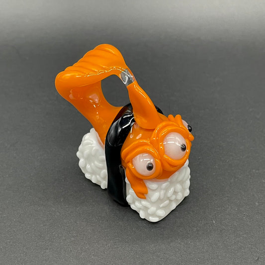 Mutant three eyed fish sushi glass pendant