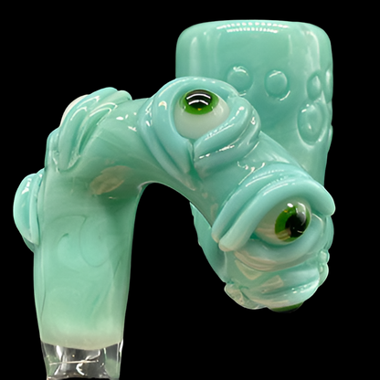 Hand-blown glass 14mm Loopty Loop Aqua Slide by Leviathan Glass