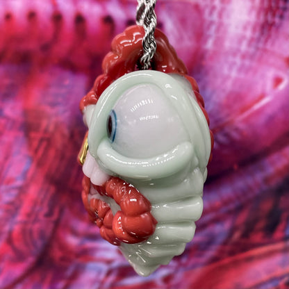 Worm eater pendant by Leviathan Glass - artisan detail