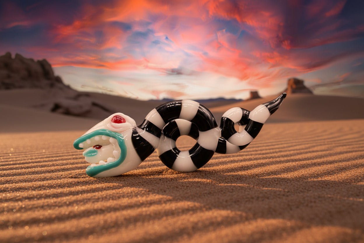 Hand-blown glass Beetlejuice Inspired solid glass Sandworm  Sculpture by Leviathan Glass