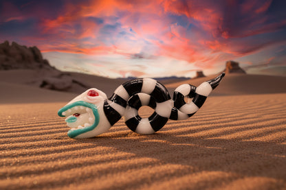 Hand-blown glass Beetlejuice Inspired solid glass Sandworm  Sculpture by Leviathan Glass