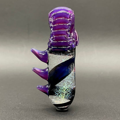 Royal jelly dichroic cyclops pendant by Leviathan Glass - artisan detail