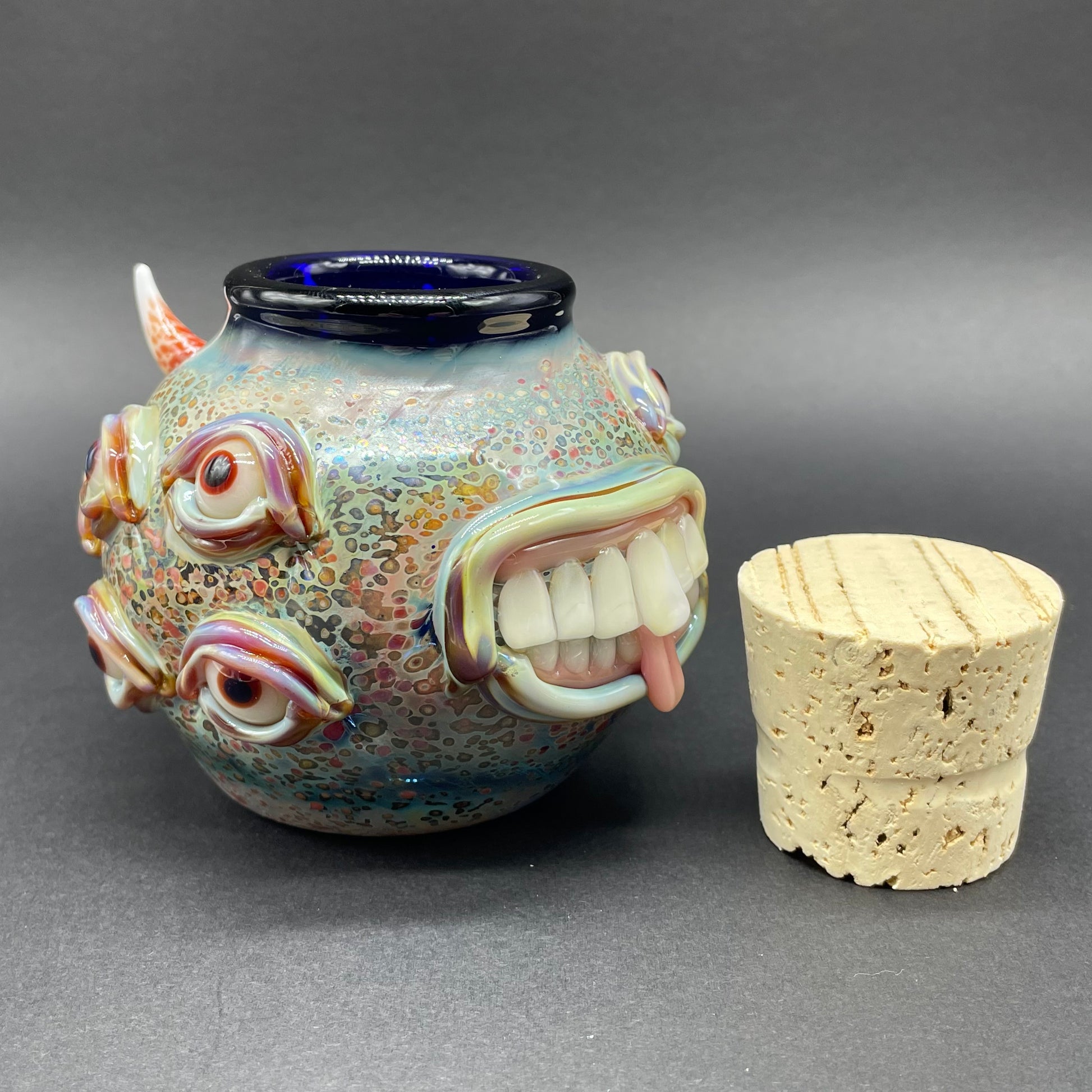 Hand-blown Large bizarre glass cork jar - Leviathan Glass original