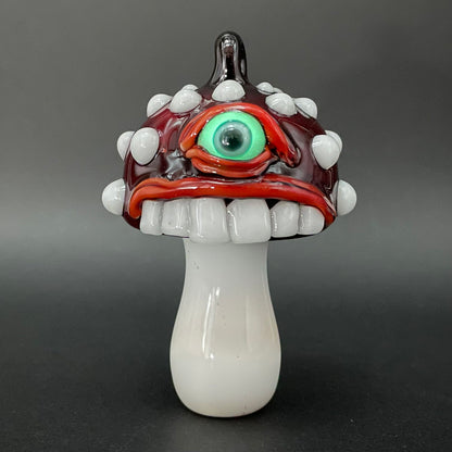 Cyclops mushroom ornament hand blown glass art - Leviathan Glass