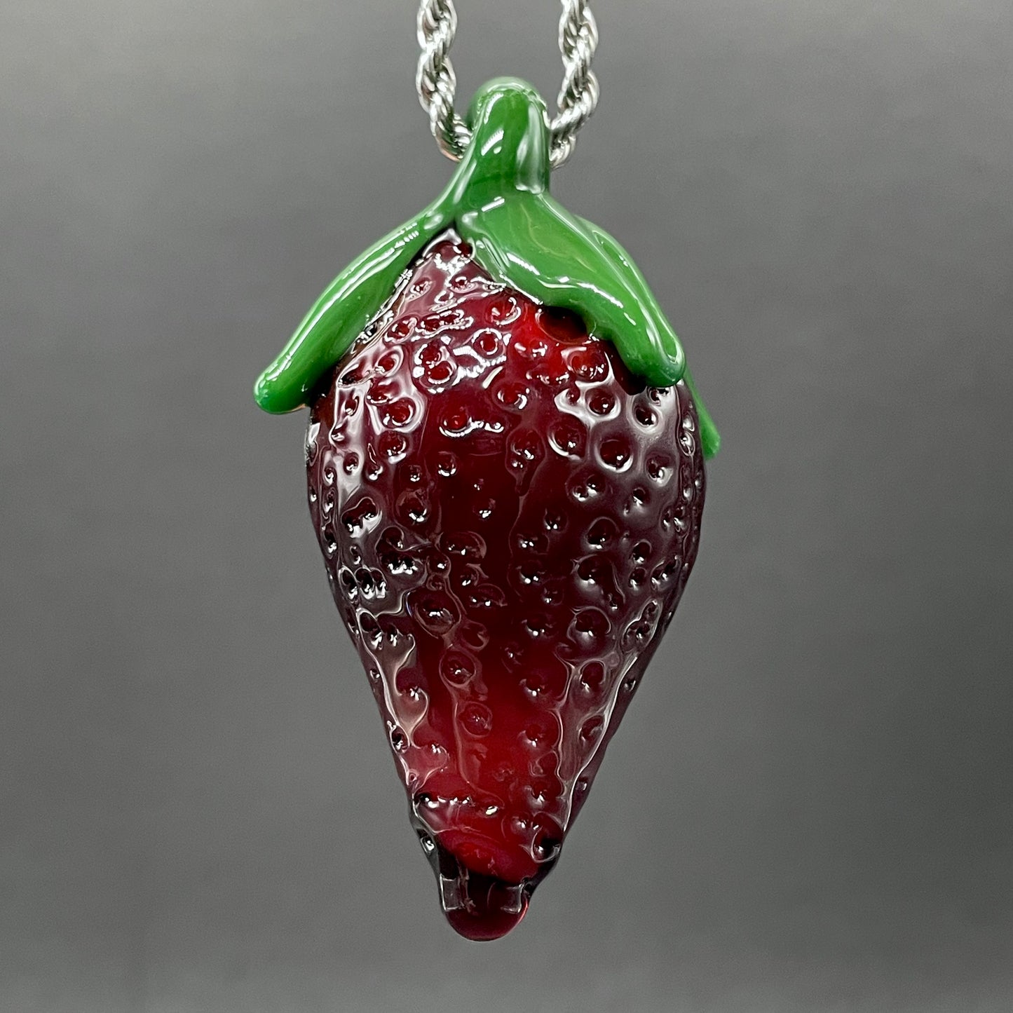 Premium Cyclops strawberry pendant - collectible glass art
