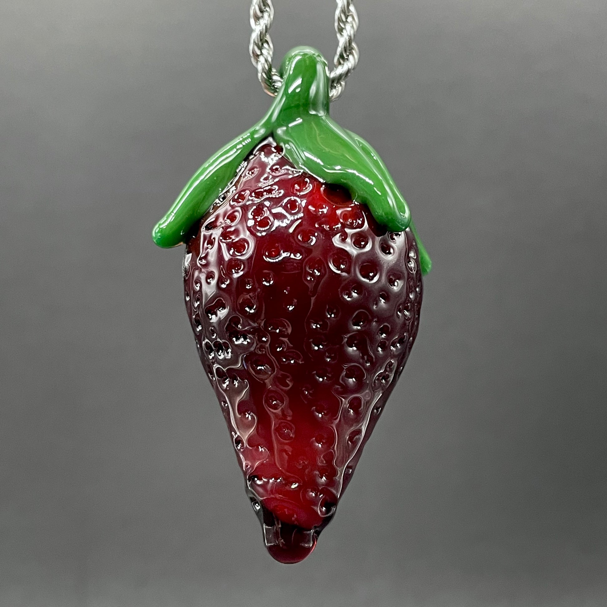 Premium Cyclops strawberry pendant - collectible glass art