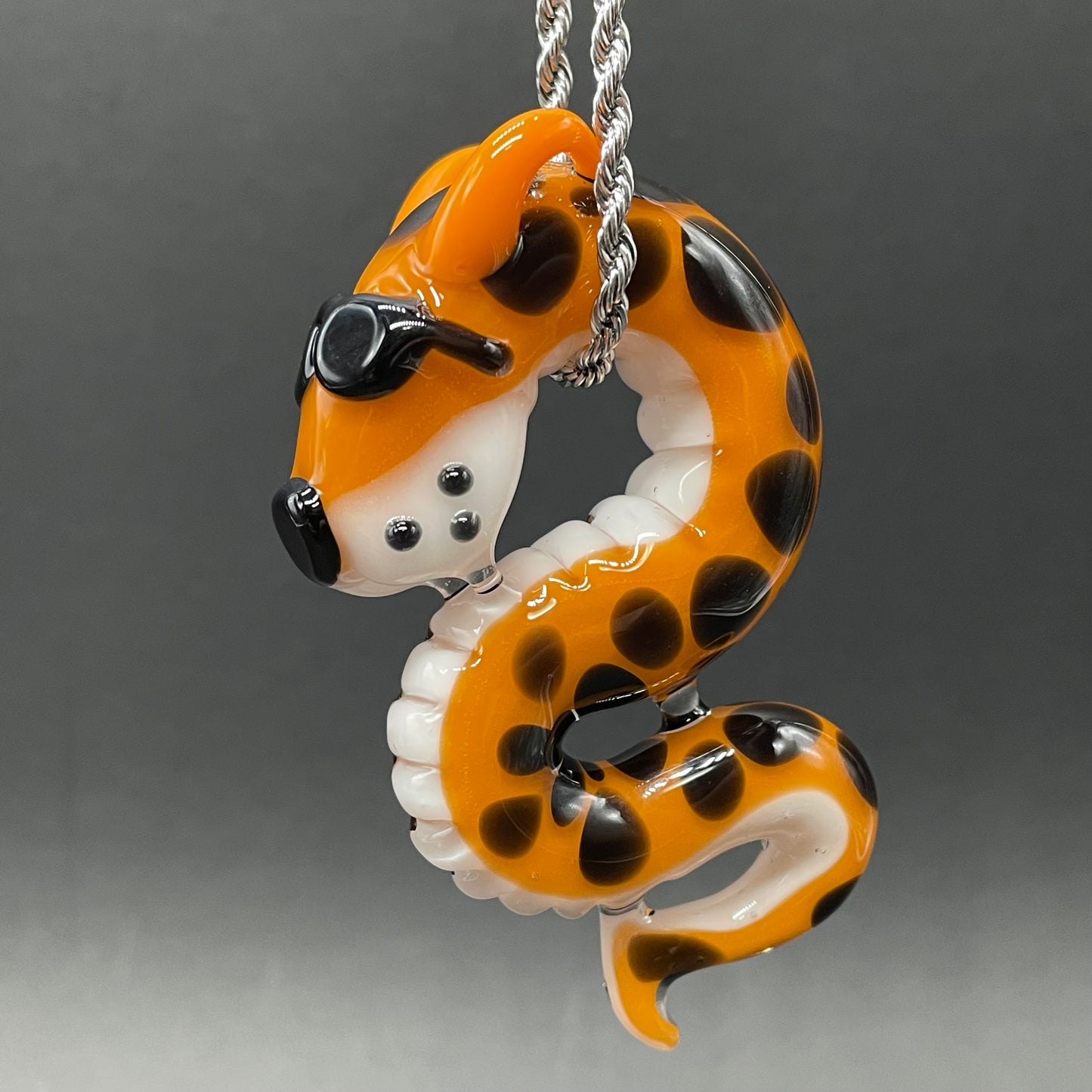 Slithering Chester Cheetah glass pendant