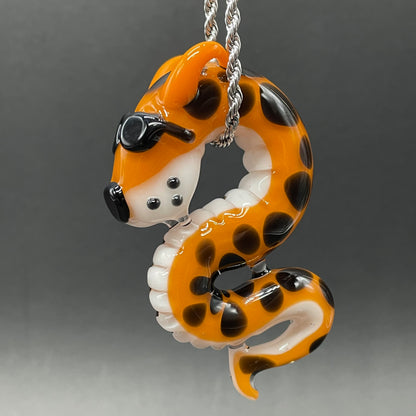 Slithering Chester Cheetah glass pendant
