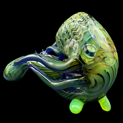 Hand-blown glass Gold Fume Tentacle Sherlock sher-4 by Leviathan Glass