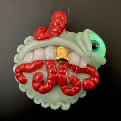 Hand-blown Worm eater pendant - Leviathan Glass original