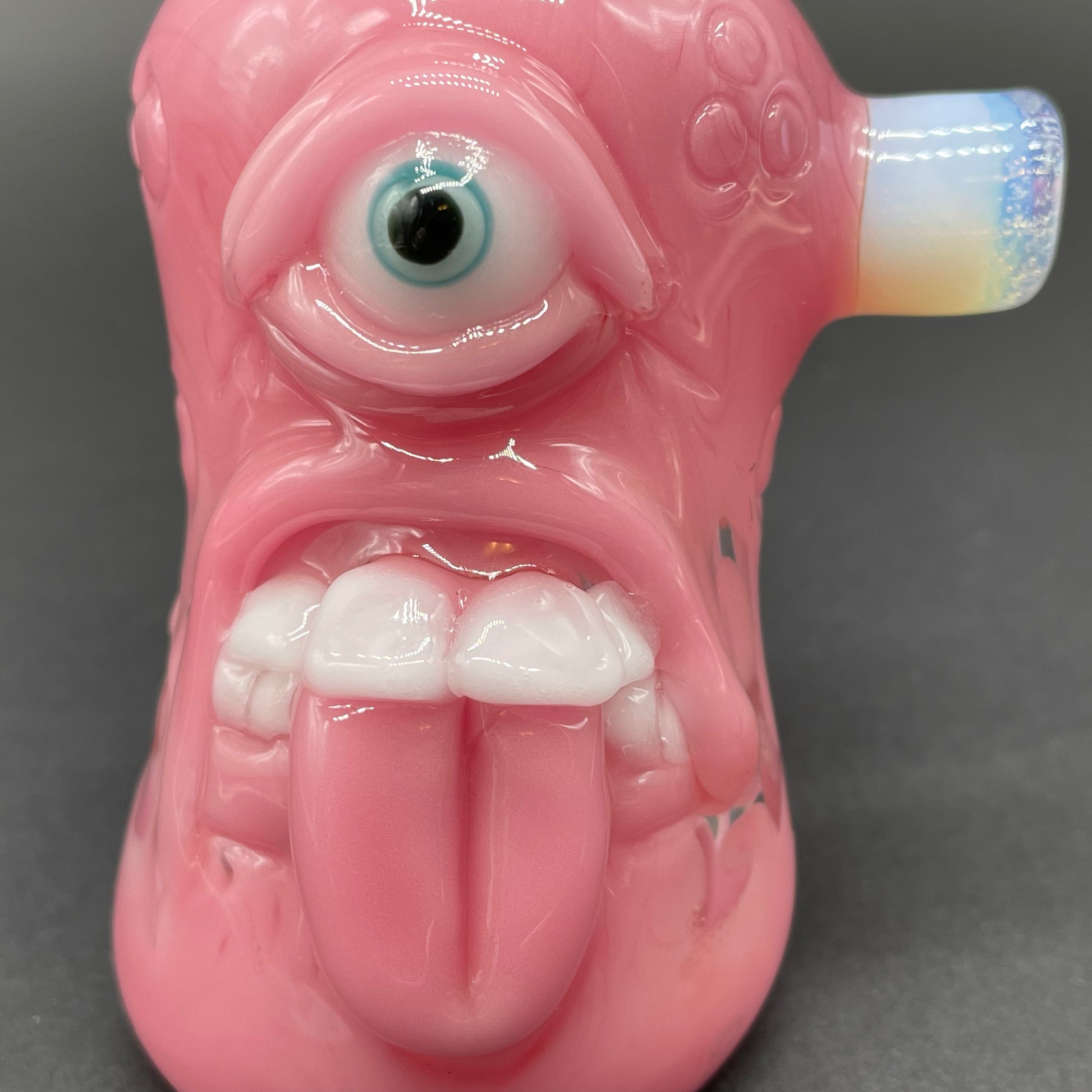 Leviathan Glass Pink evil eye bubbler - hand-blown art