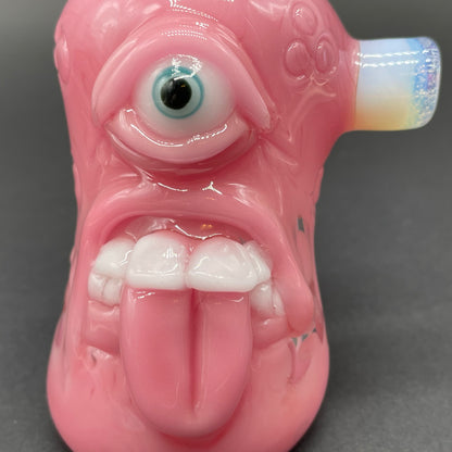 Leviathan Glass Pink evil eye bubbler - hand-blown art