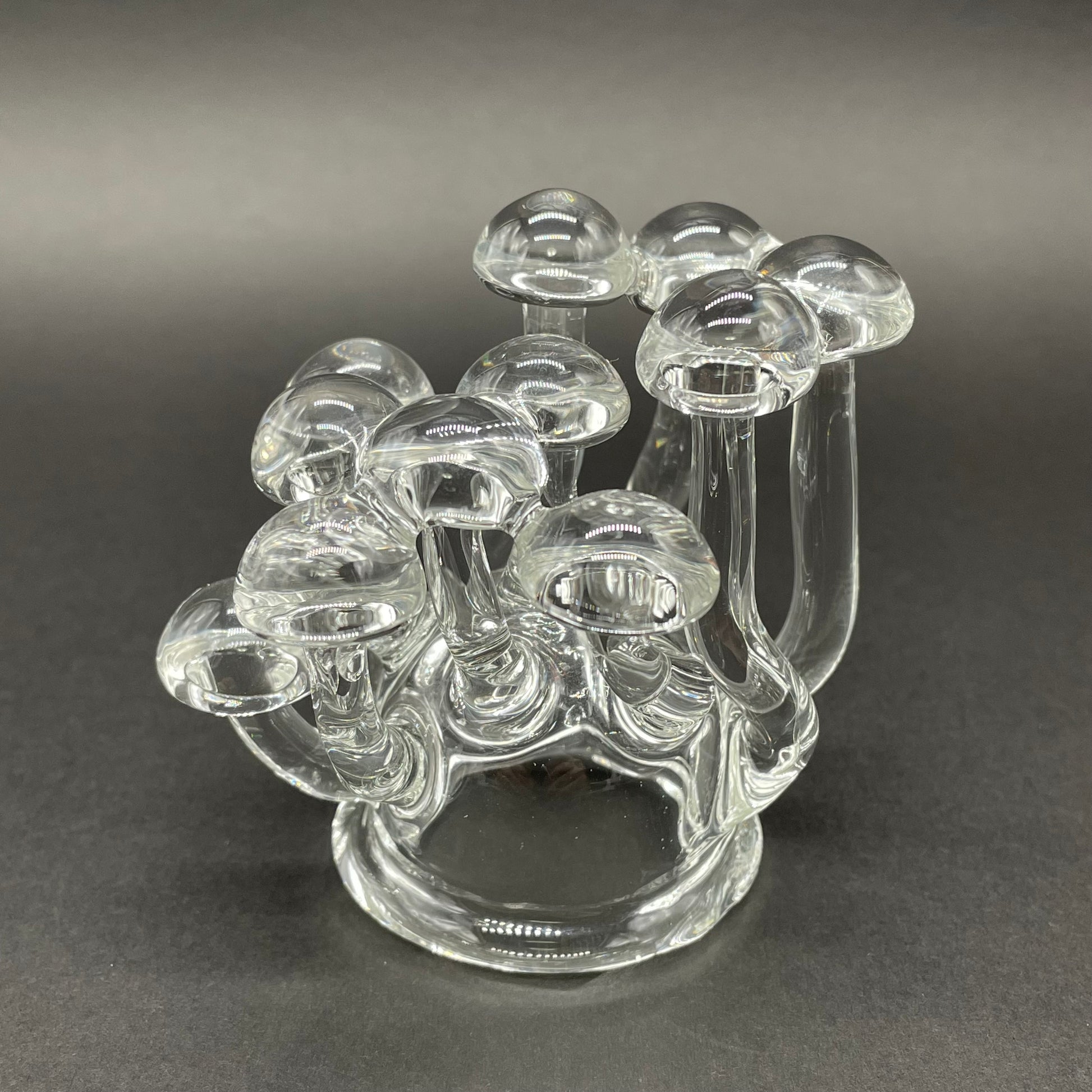 Leviathan Glass Handblown Clear Glass Mushroom Sculpture Psychedelic Cluster Art Piece - hand-blown art