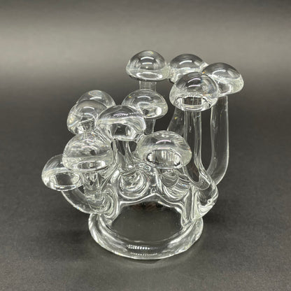 Leviathan Glass Handblown Clear Glass Mushroom Sculpture Psychedelic Cluster Art Piece - hand-blown art