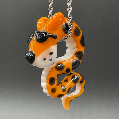 Slithering Chester Cheetah glass pendant
