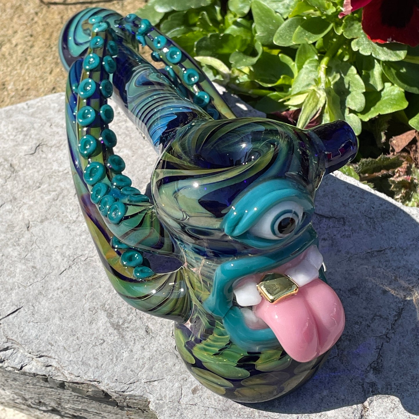 Leviathan Glass Tentacle tongue bubbler - hand-blown art