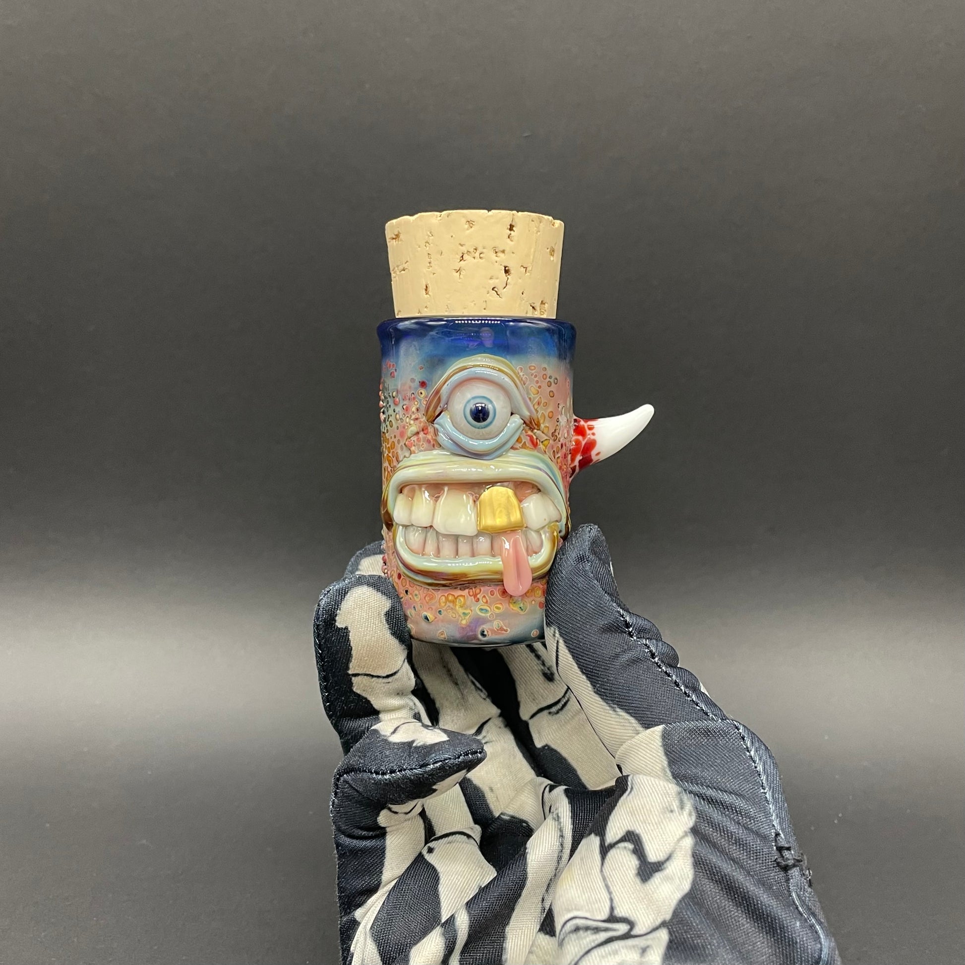 Hand-blown Cyclops cork jar - Leviathan Glass original