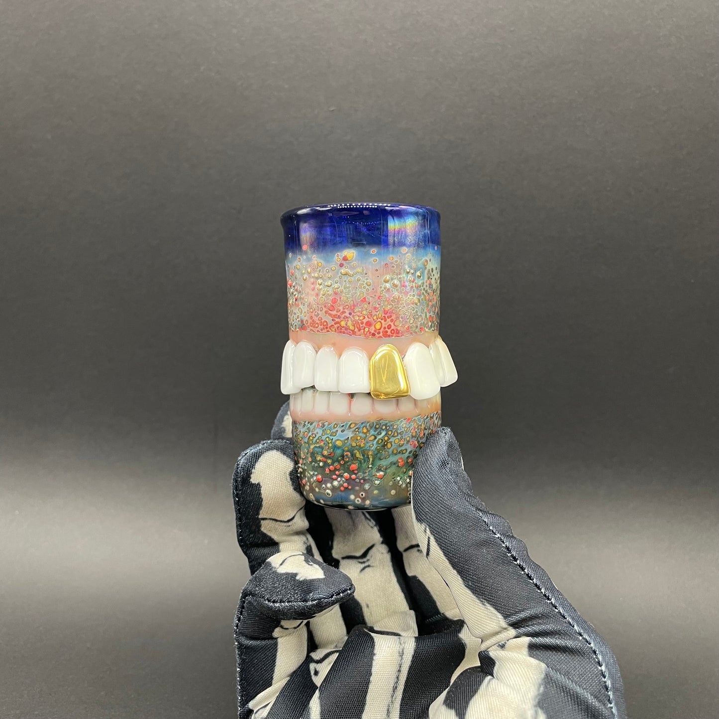 Hand-blown Too many teeth shot glass - Leviathan Glass original