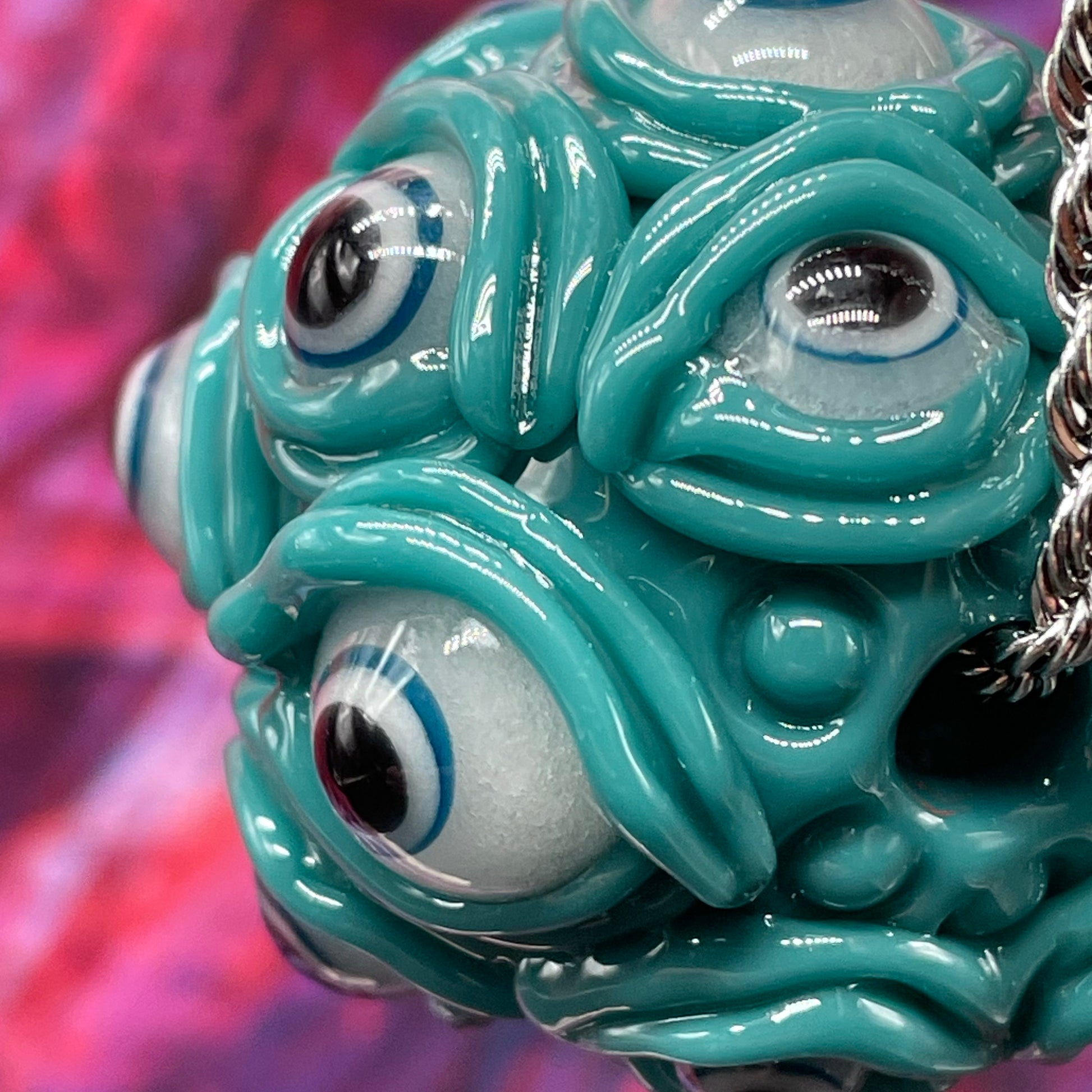 Premium Agua azule Argus pendant - collectible glass art
