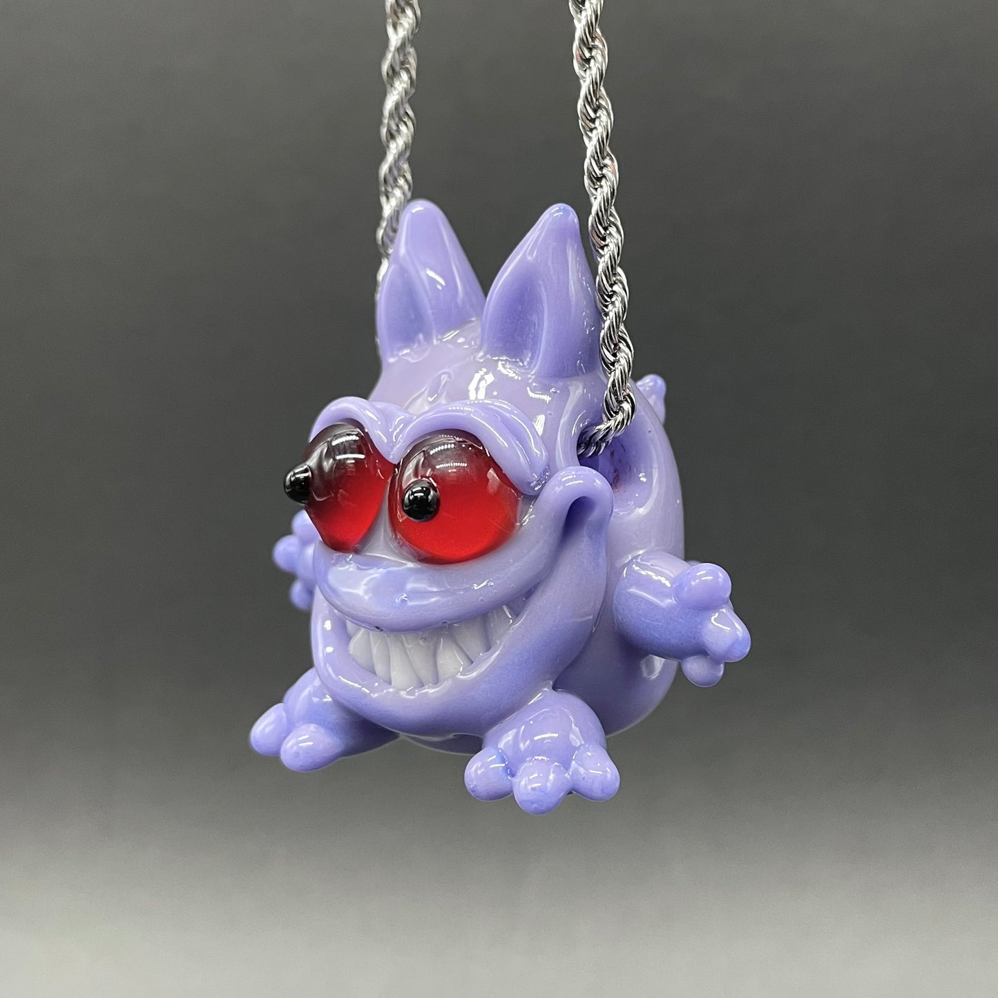 Hand-blown Gengar Pokémon glass pendant - Leviathan Glass original