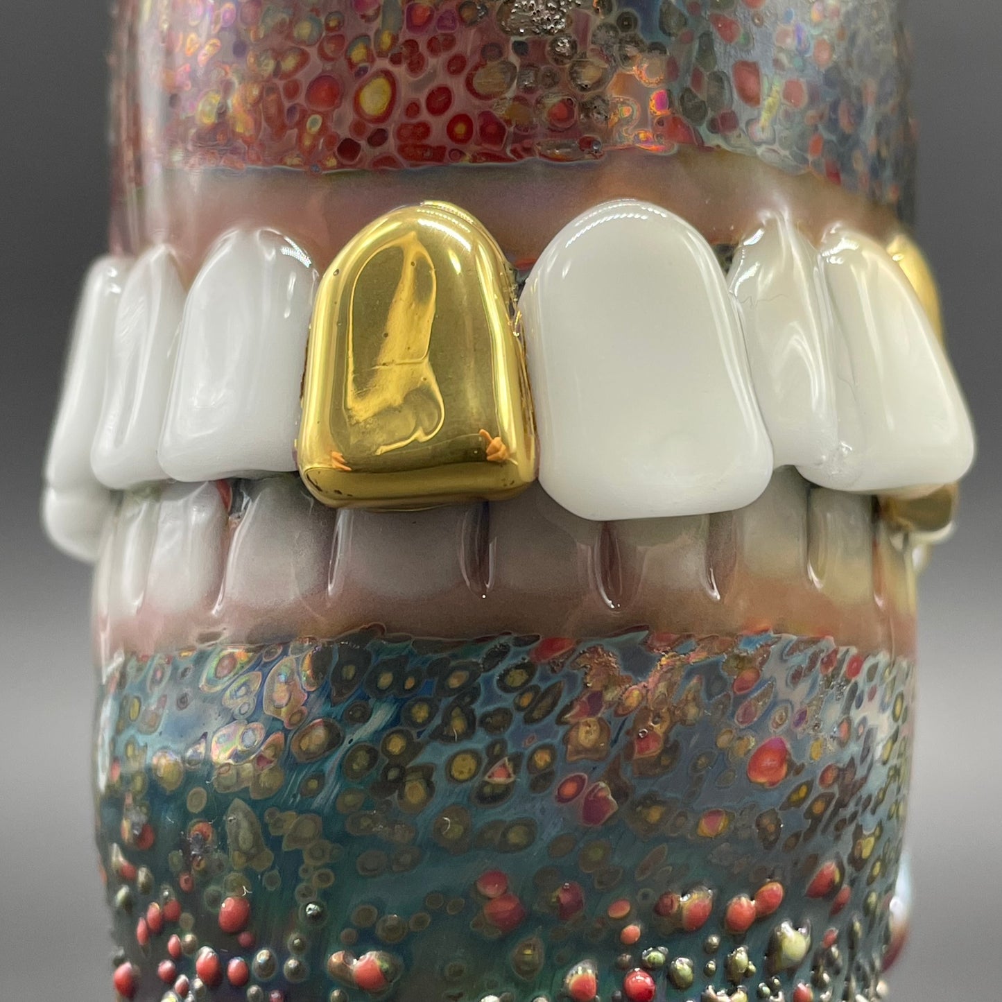 Hand-blown Too many teeth shot glass - Leviathan Glass original