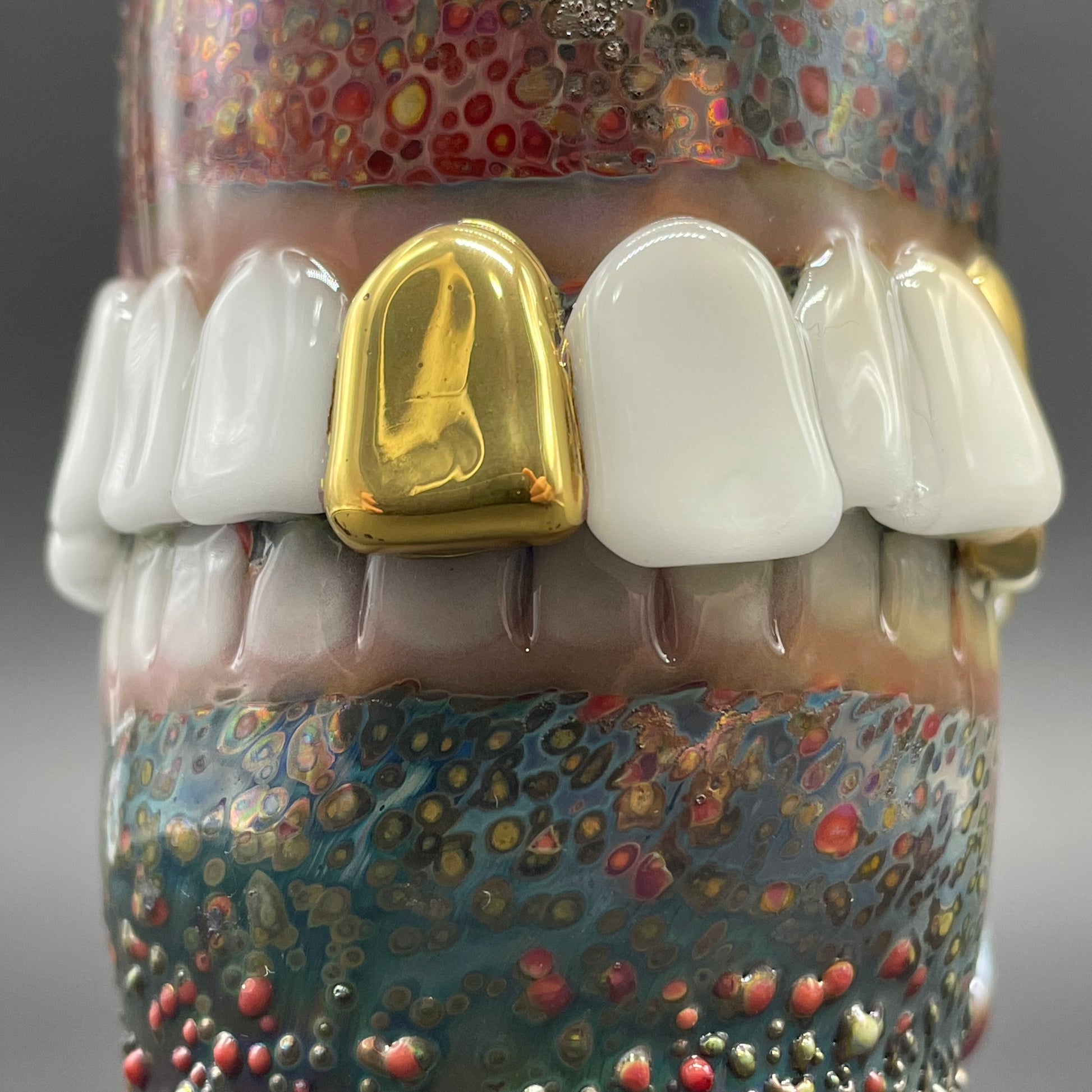 Hand-blown Too many teeth shot glass - Leviathan Glass original