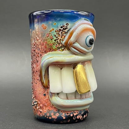 Big tooth Cyclops shot glass glass art - premium handcrafted piece