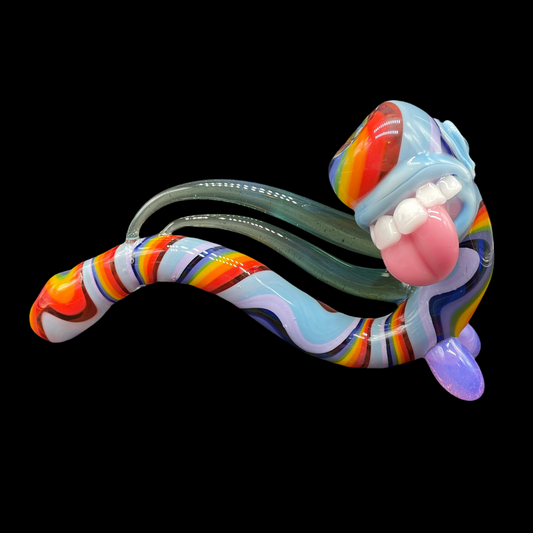 Hand-blown glass Rainbow Sherlock by Leviathan Glass