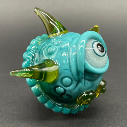 Dicroic Cyclops marble detail view - premium glass art