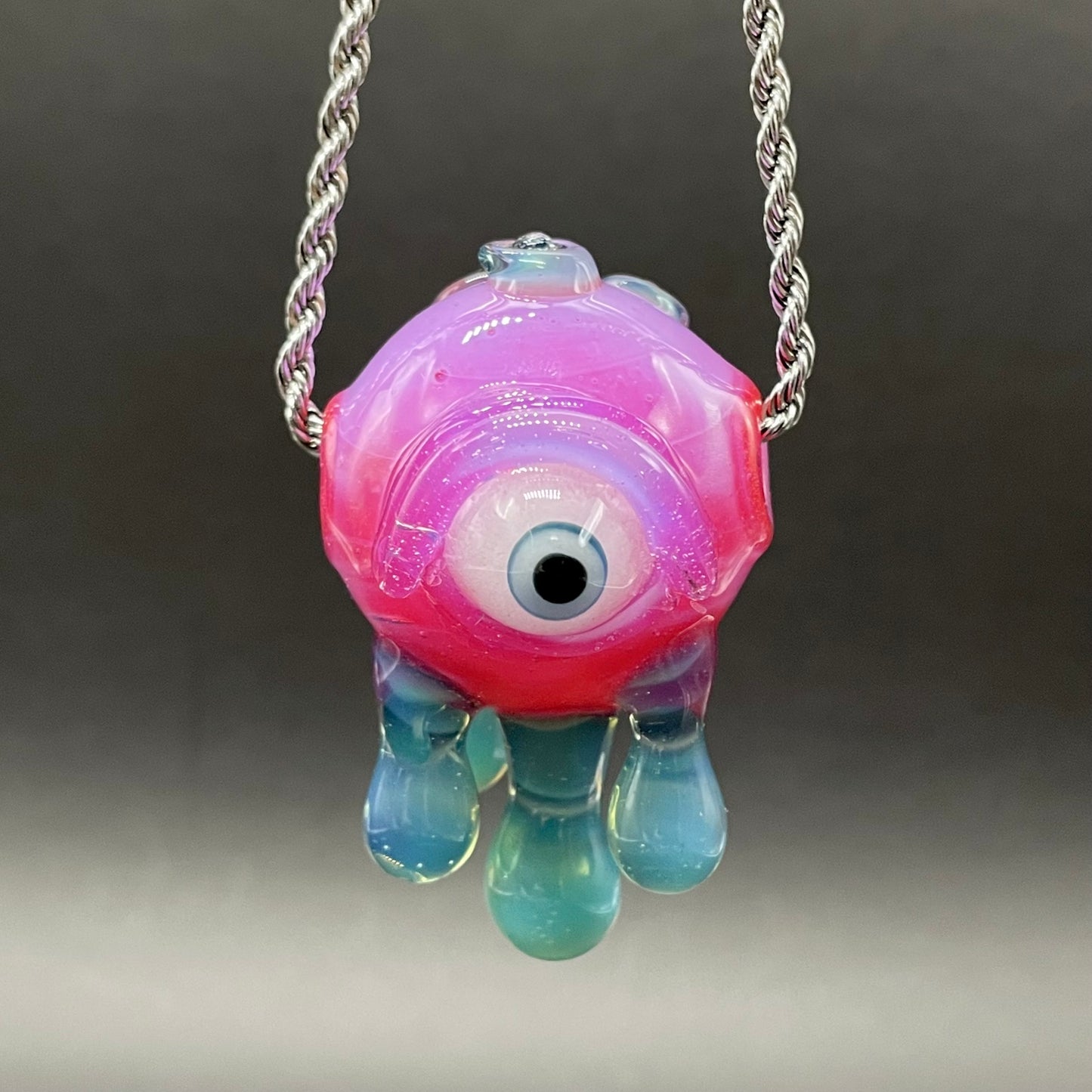 Drippy cyclops glass pendant hand blown glass art - Leviathan Glass