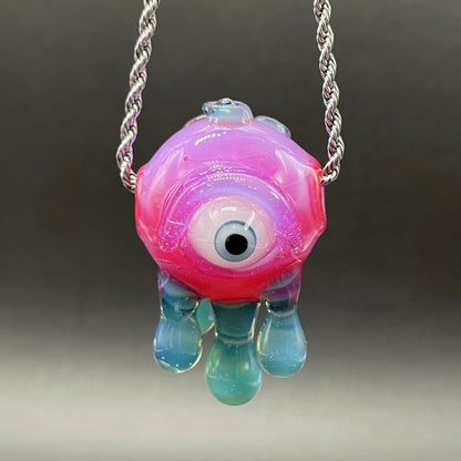 Drippy cyclops glass pendant hand blown glass art - Leviathan Glass