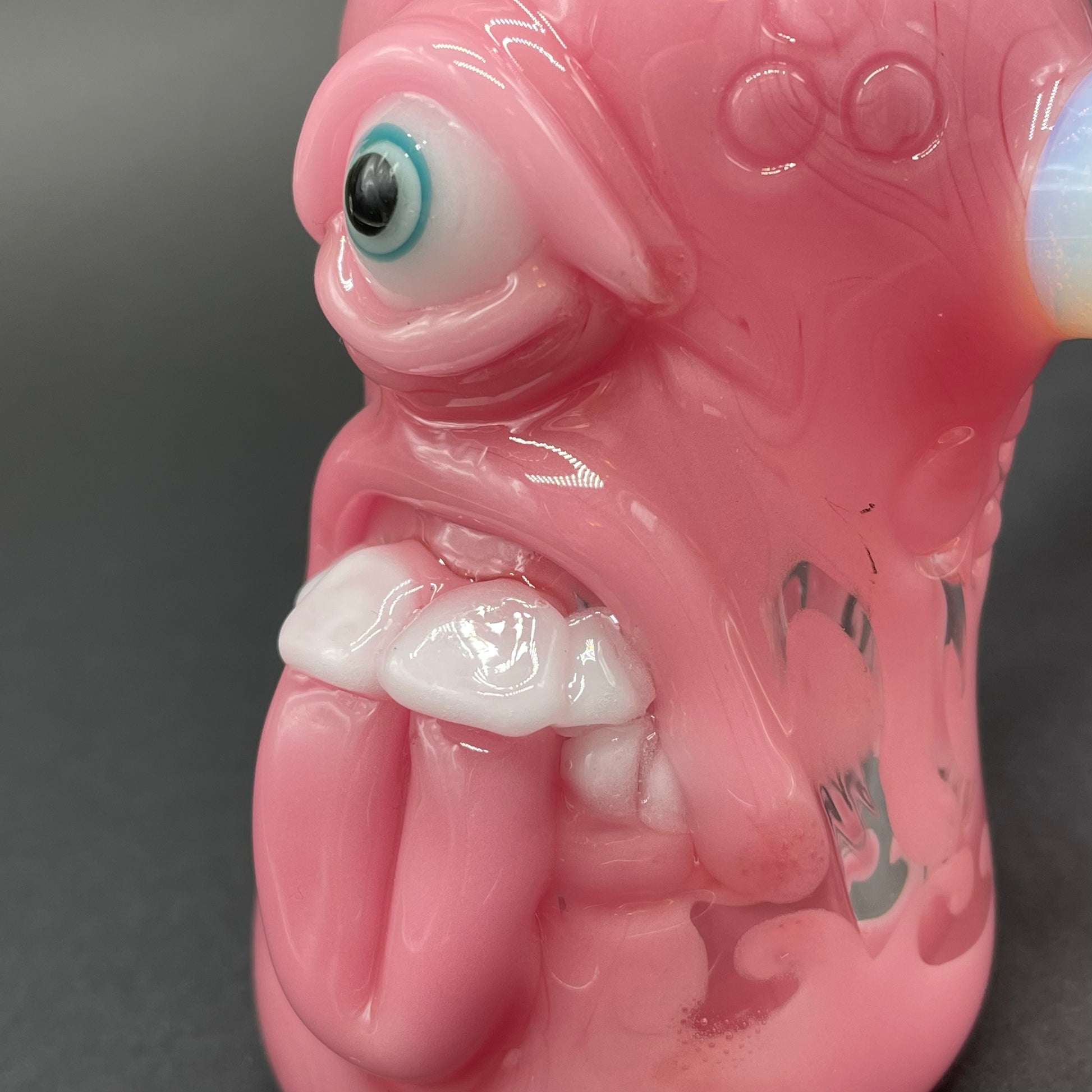 Hand-blown Pink evil eye bubbler - Leviathan Glass original