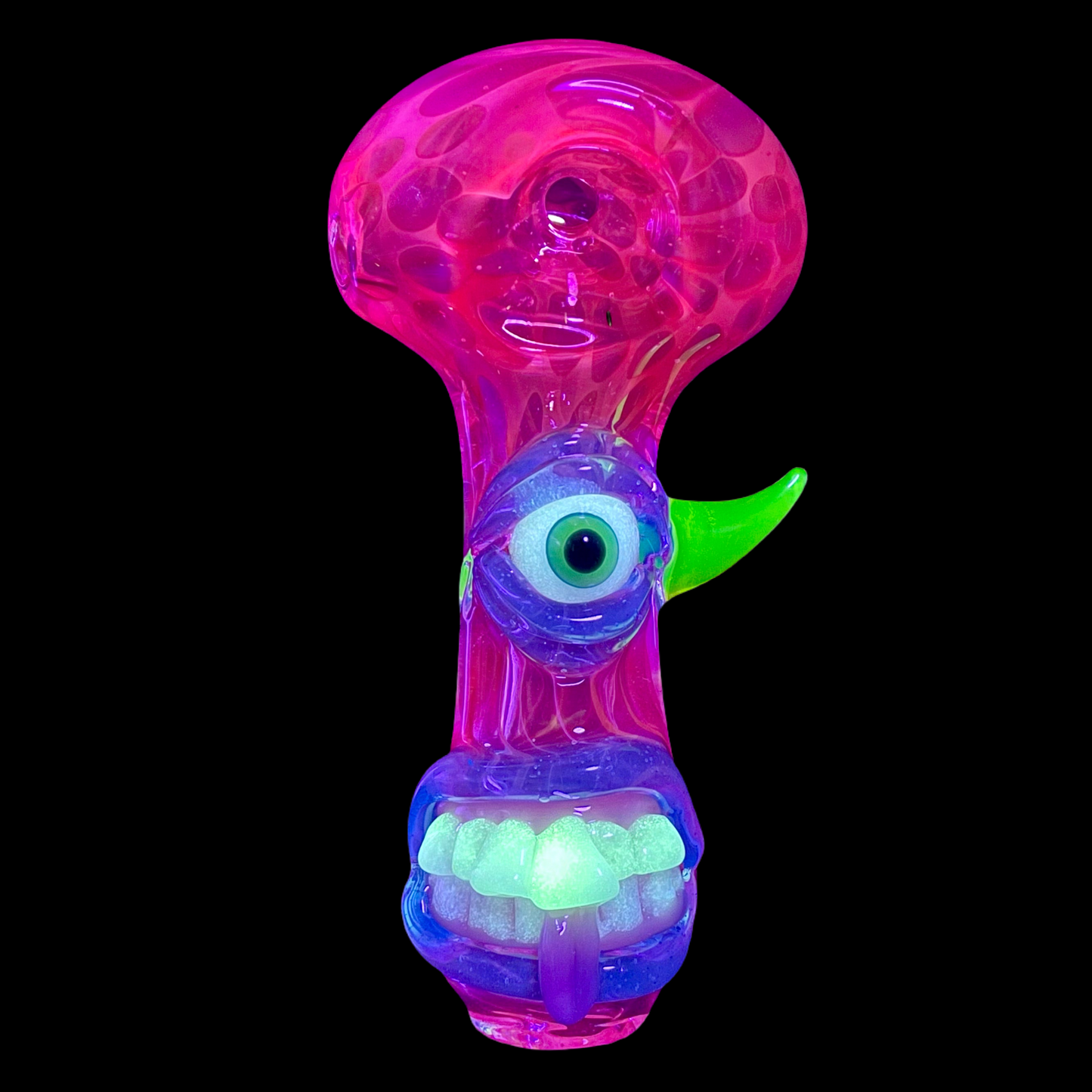 Hand-blown glass UV inside out spoon by Leviathan Glass