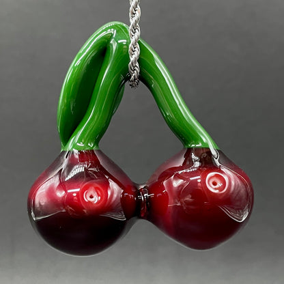 Cherry flavored glass eye pendant
