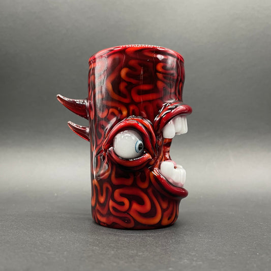 Hand-blown glass mind scrambler shot glass by Leviathan Glass