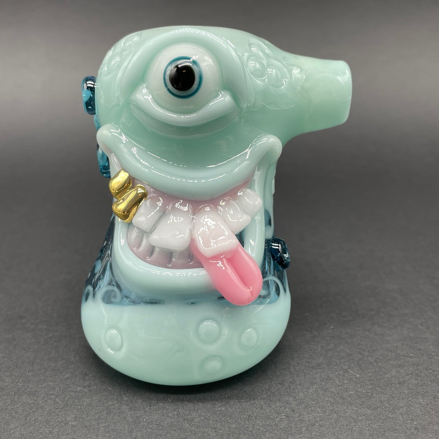 Hand-blown Smiley face bubbler - Leviathan Glass original