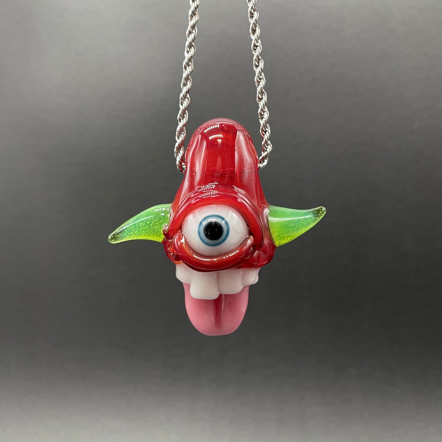 Hand-blown glass Licky McOneEye glass pendant by Leviathan Glass