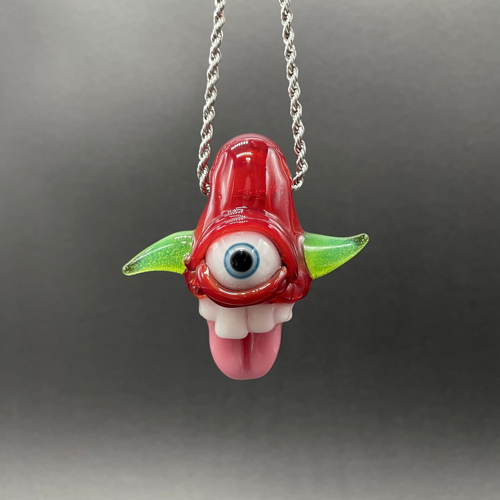 Hand-blown glass Licky McOneEye glass pendant by Leviathan Glass
