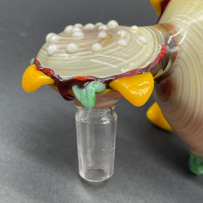 Hand-blown Cheeseburger in paradise ash catch - Leviathan Glass original