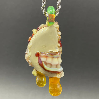 Artisan glass Two halves of one pizza friendship necklace - detailed craftsmanship