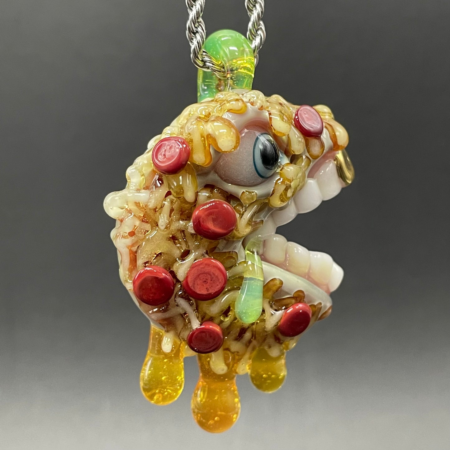 Pizza fiend pendant craftsmanship - artisan glass work
