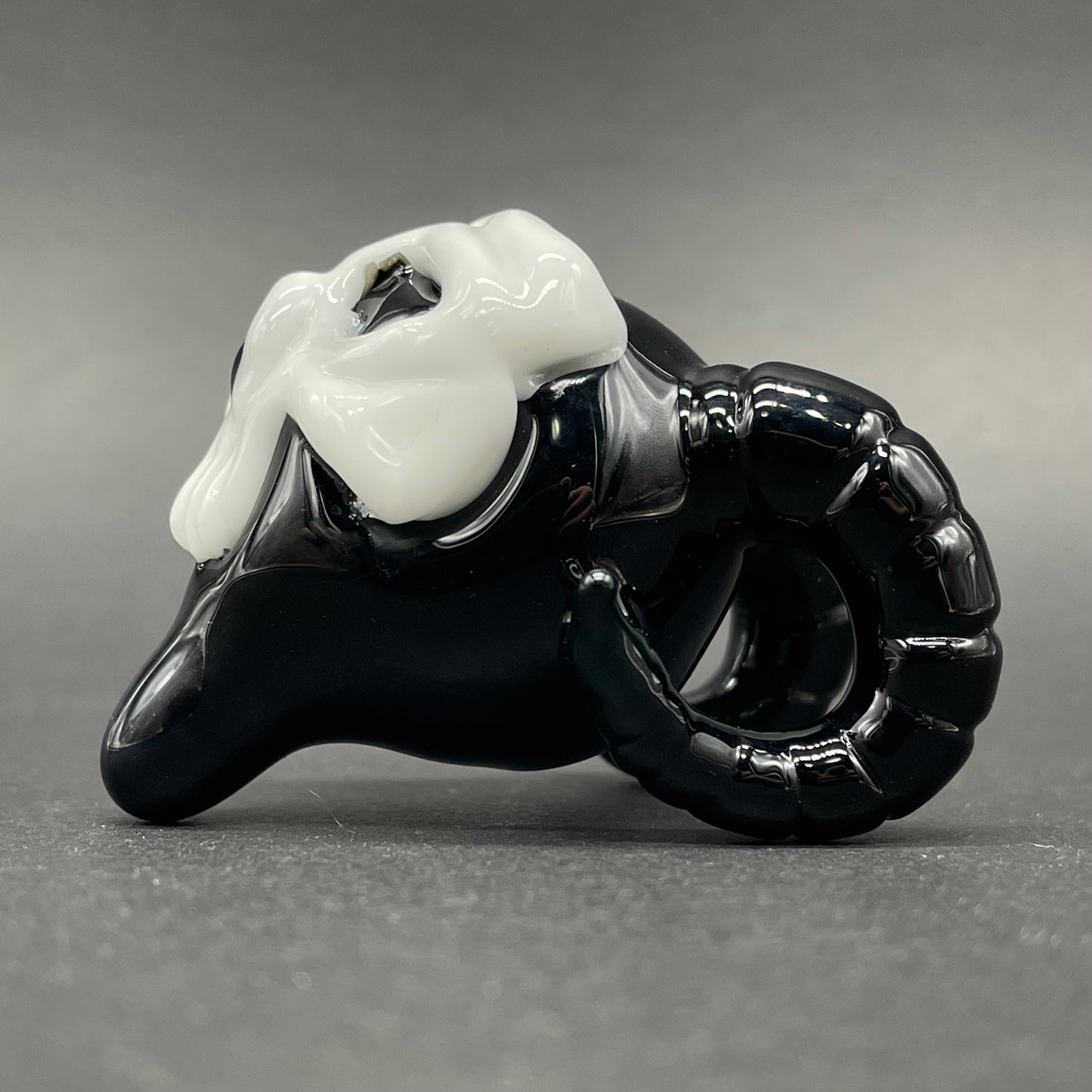 Leviathan Glass Evil elf with rams horns - hand-blown art