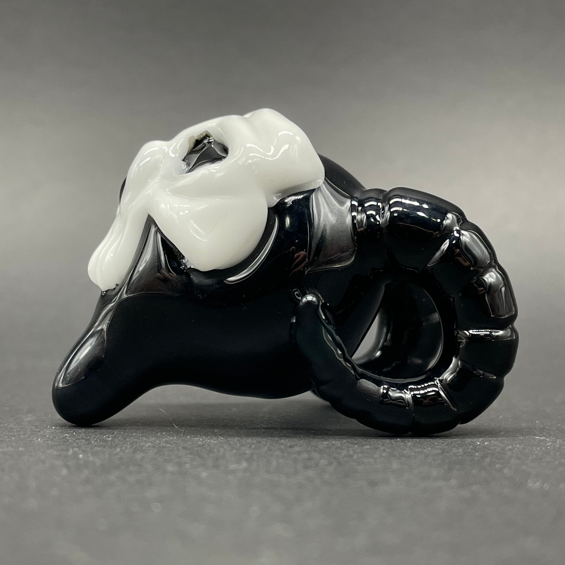 Leviathan Glass Evil elf with rams horns - hand-blown art