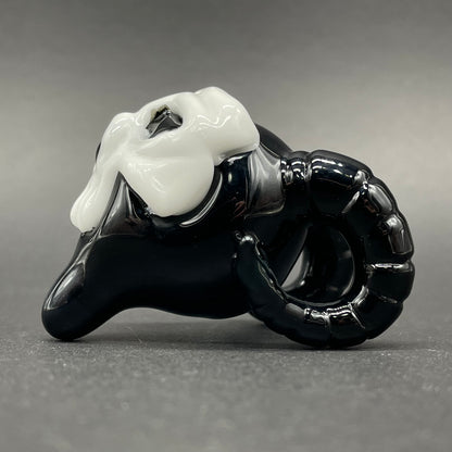 Leviathan Glass Evil elf with rams horns - hand-blown art