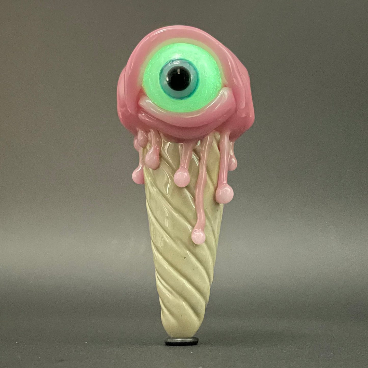 Hand-blown Eye scream cone pendant - Leviathan Glass original
