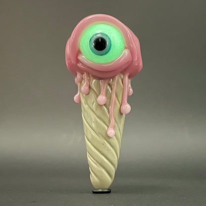 Hand-blown Eye scream cone pendant - Leviathan Glass original