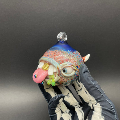 Hand-blown Pierced tongue cyclops ornament - Leviathan Glass original