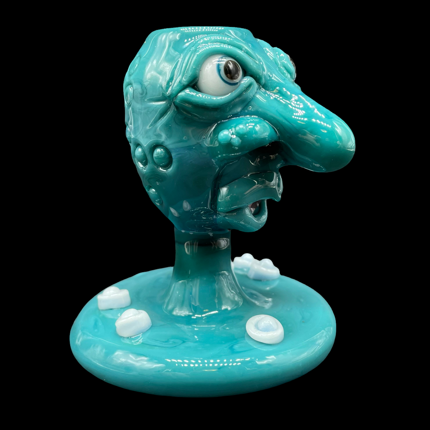 Hand-blown glass Shnozzle incense burner by Leviathan Glass