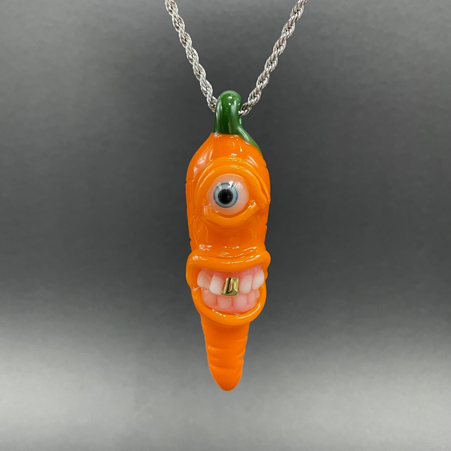 Hand-blown glass Glass carrot pendant by Leviathan Glass